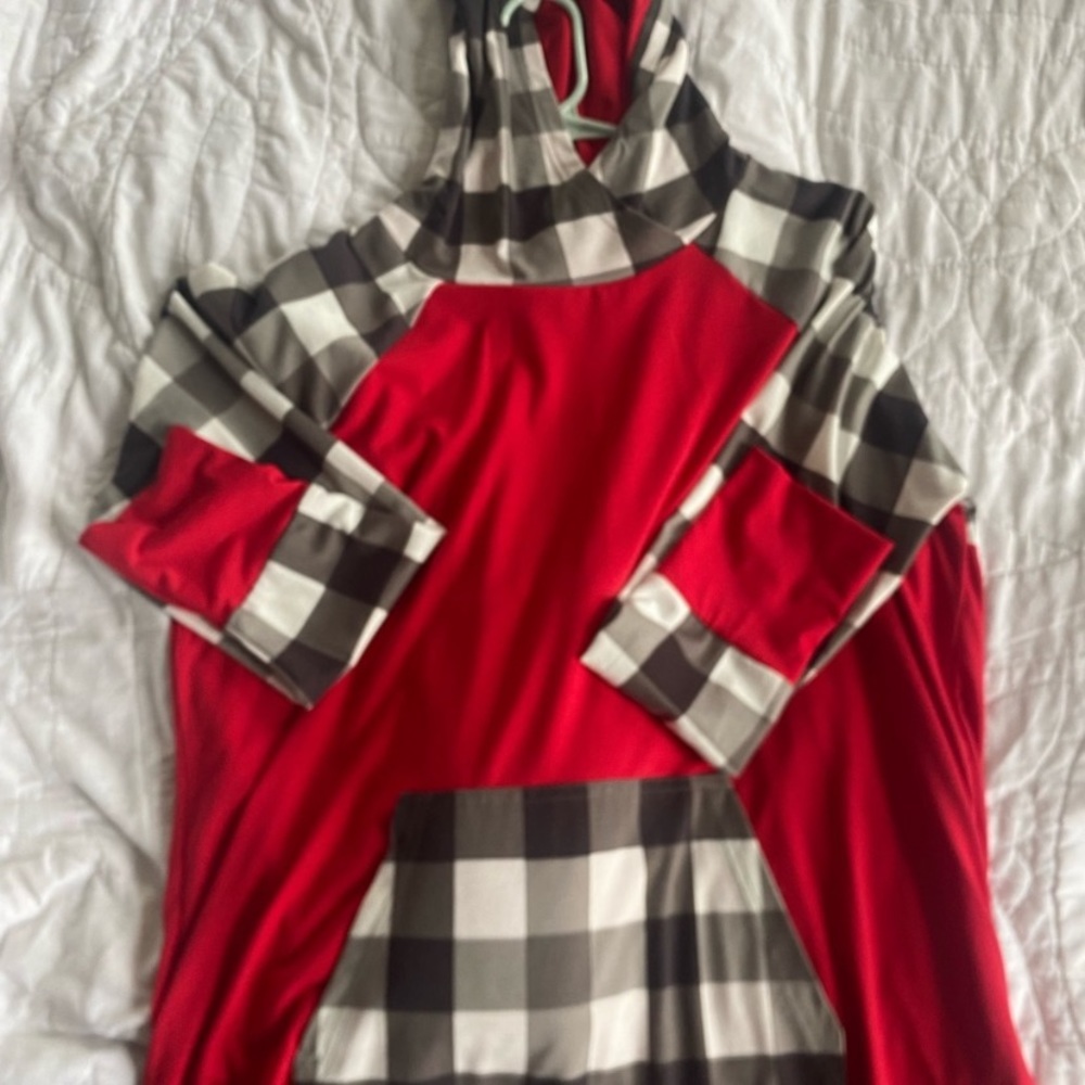 LuLaRoe, Amber hoodie, red black, and gray plaid